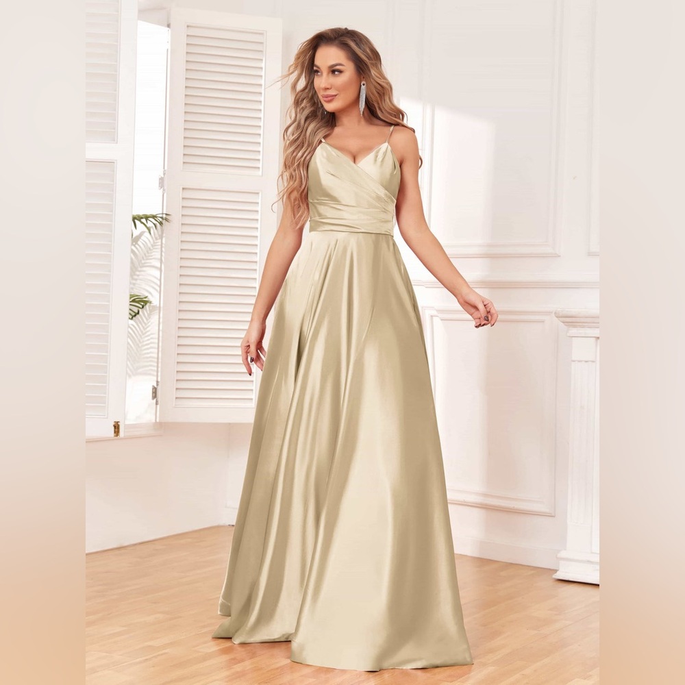 Witness of love Corset Back Floor Length Satin Dresses tan new size 6 flexible